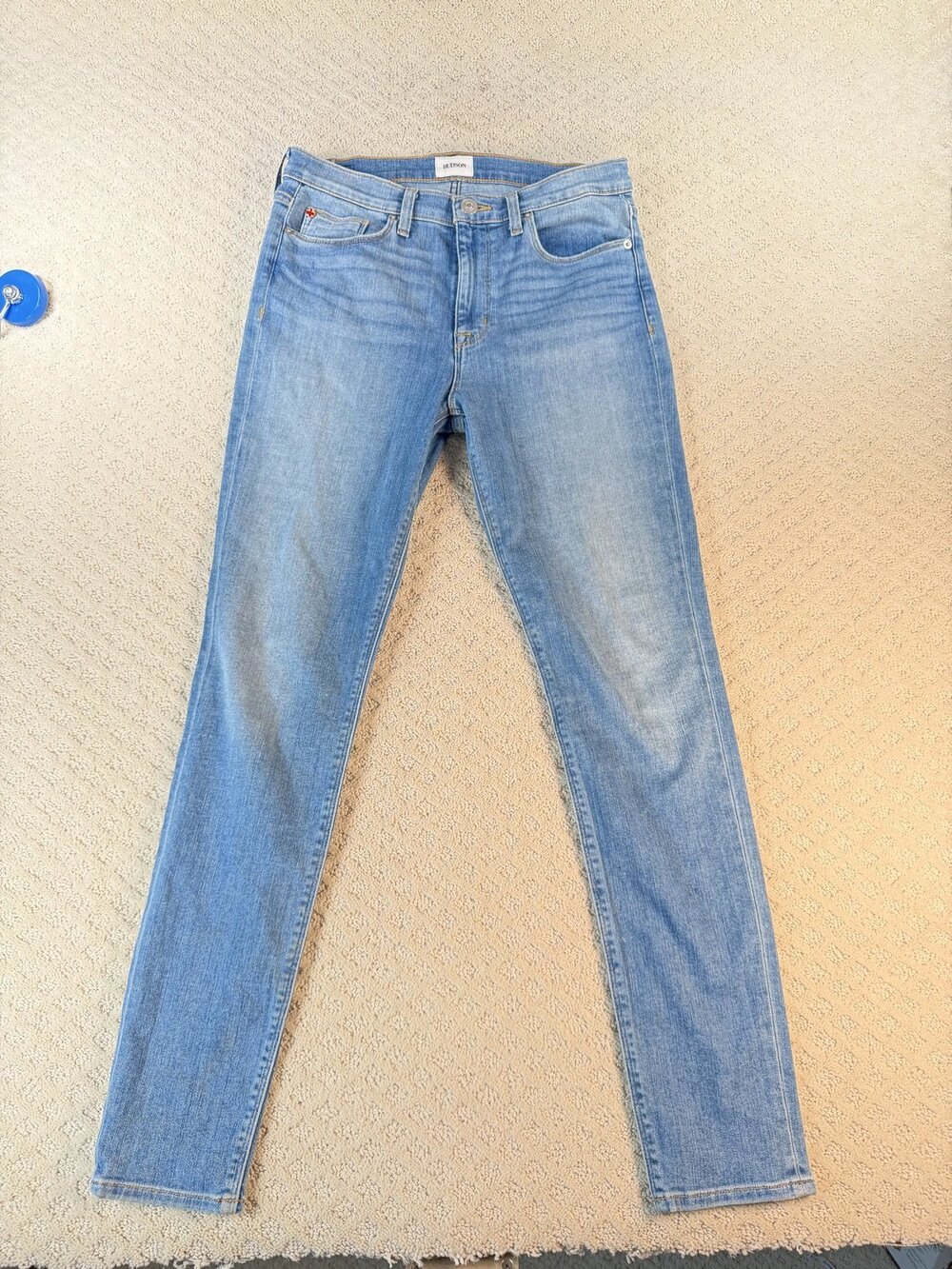Hudson Jeans Barbara High Waist Super Skinny Womens Blue Embroidered Size 29